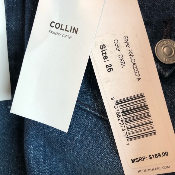 Hudson Collin Skinny Crop Raw Hem Size 26 NWT - Picture 7 of 8